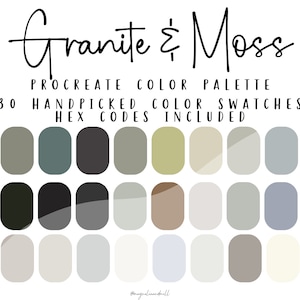 Granite & Moss Procreate Color Palette | HEX Codes Included | 30 Handpicked Swatches |