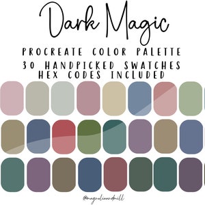 Dark Magic Procreate Color Palette: 30 Neutral Swatches (Digital Download)
