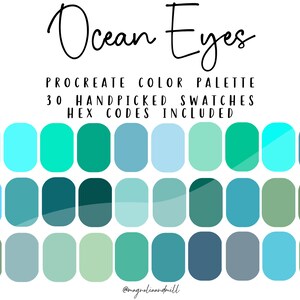 Ocean Eyes Procreate Color Palette | Cool Tones Color Palette | Digital Color Palette | Branding Colors | Digital Art Tools | HEX Codes
