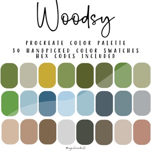 Woodsy Procreate Color Palette | Canva Palette | Landscape Palette | Woodland Palette | Earthtones | Nature Palette | HEX Codes Included