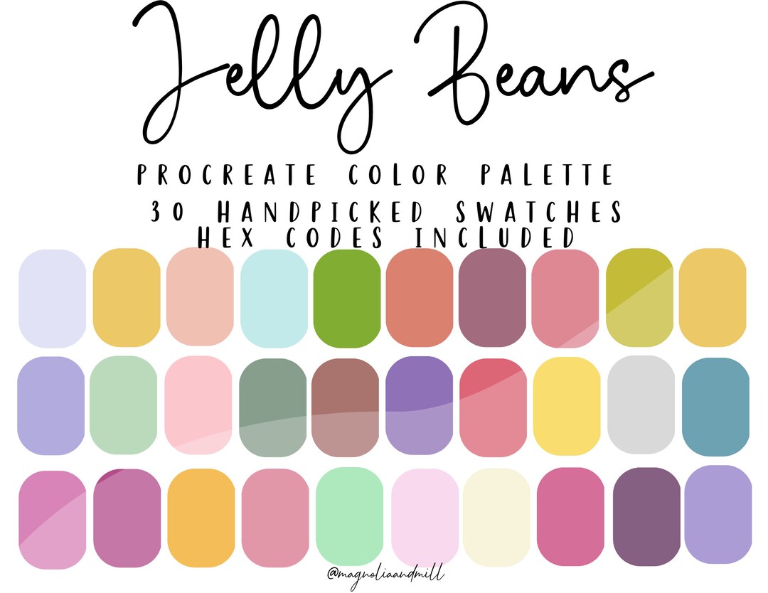 Jelly Beans Procreate Color Palette Spring Color Palette Pastel Palette Canva Branding Adobe
