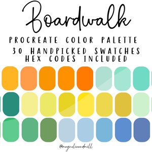 Boardwalk Procreate Color Palette | Beach Color Palette | Color Inspiration | Canva | Branding Colors | Graphic Design Tools | HEX Codes