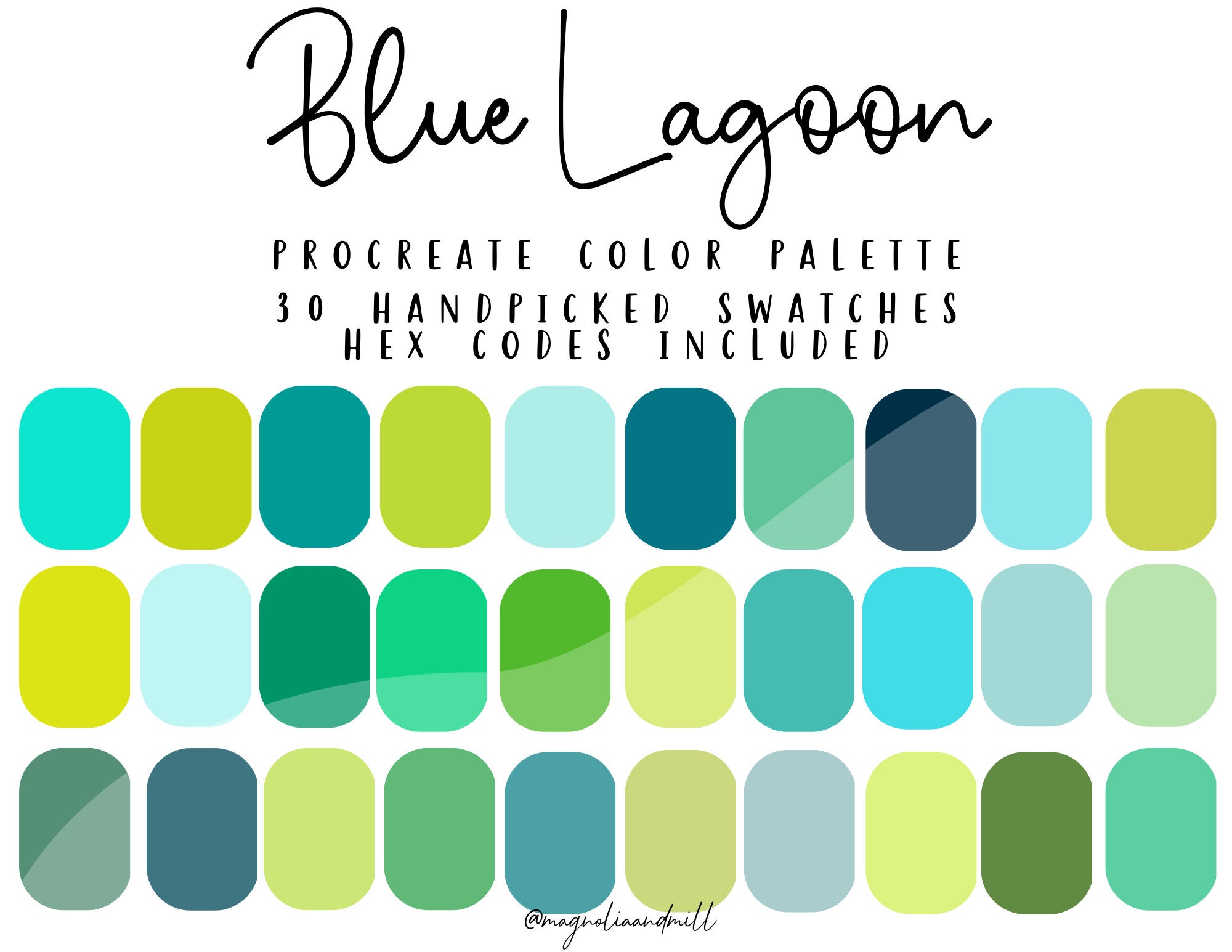 Blue Lagoon Procreate Color Palette Canva Color Palette Adobe Color