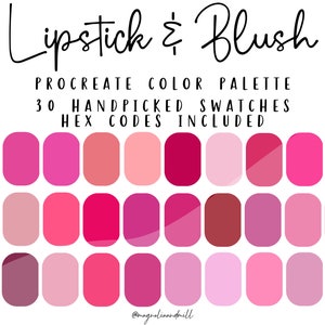 Lipstick & Blush Procreate Color Palette: 30 Pink Swatches (Digital Download)