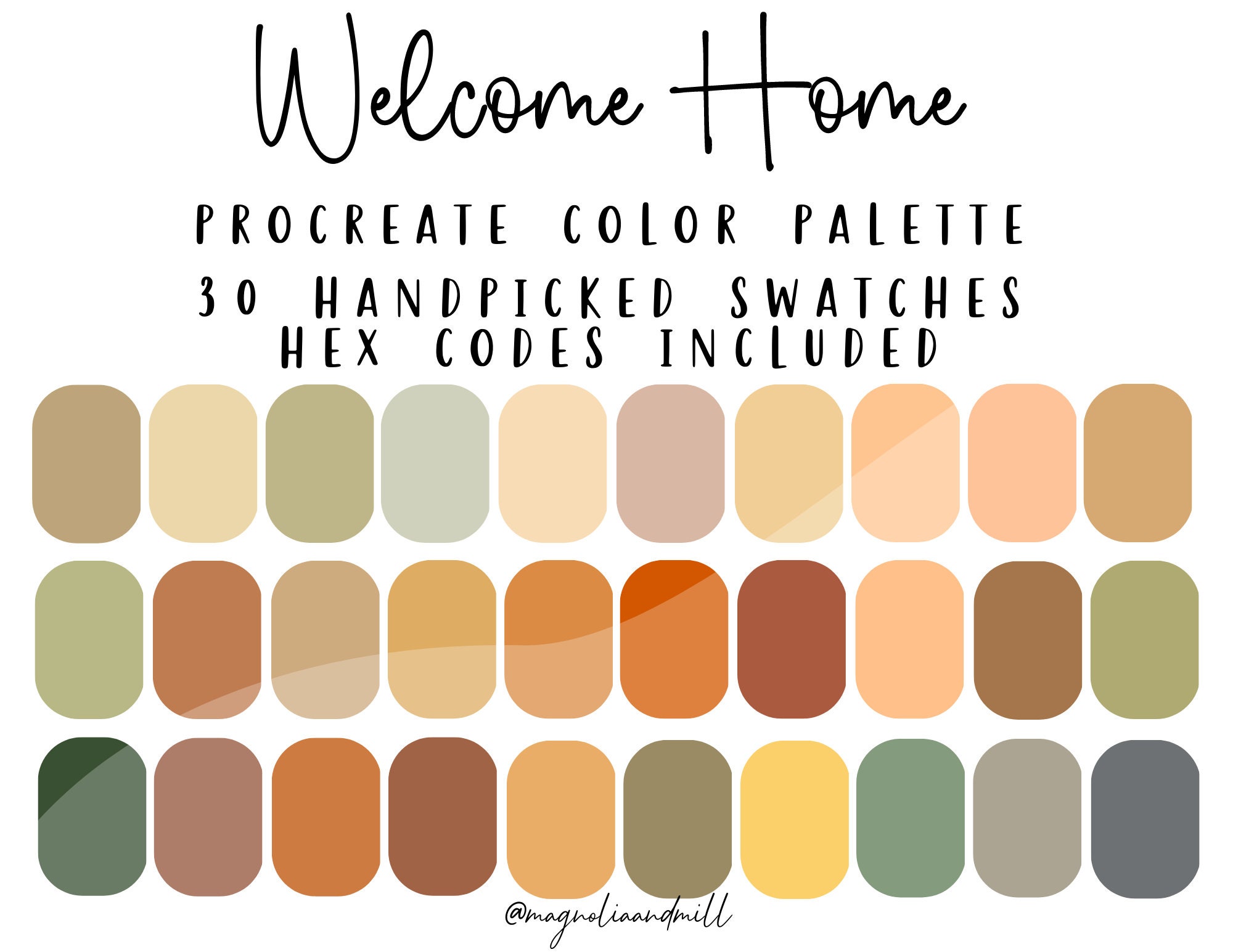 Home Procreate Color Palette 30 Color Swatches Fall Inspired Color Palette Color