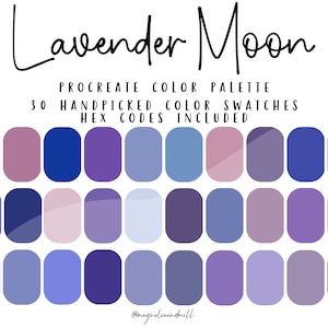 May include: Lavender Moon Procreate Colour Palette with 30 handpicked colour swatches. Hex codes are included.