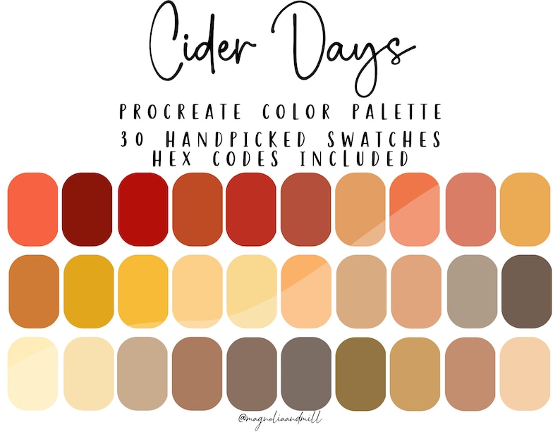 Cider Days Procreate Color Palette: 30 Fall Swatches (digital Download ...