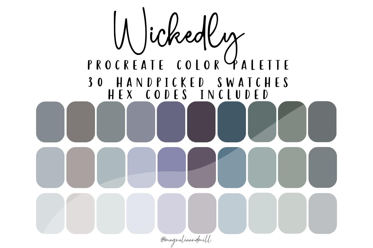 Wickedly Color Palette: 30 Swatches With HEX Codes (digital Download ...
