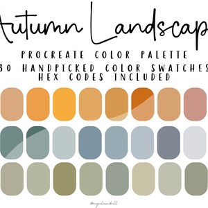Autumn Landscape Procreate Color Palette | HEX Codes Included | 30 Handpicked Swatches |