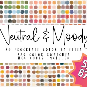 Neutral & Moody Procreate Color Palette Bundle | Mega Color Palette Bundle | Landscape | Urban | Boho | Floral | Canva | Adobe | HEX Codes