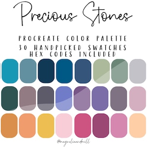 Precious Stones Procreate Color Palette: 30 Jewel Tone Swatches ...