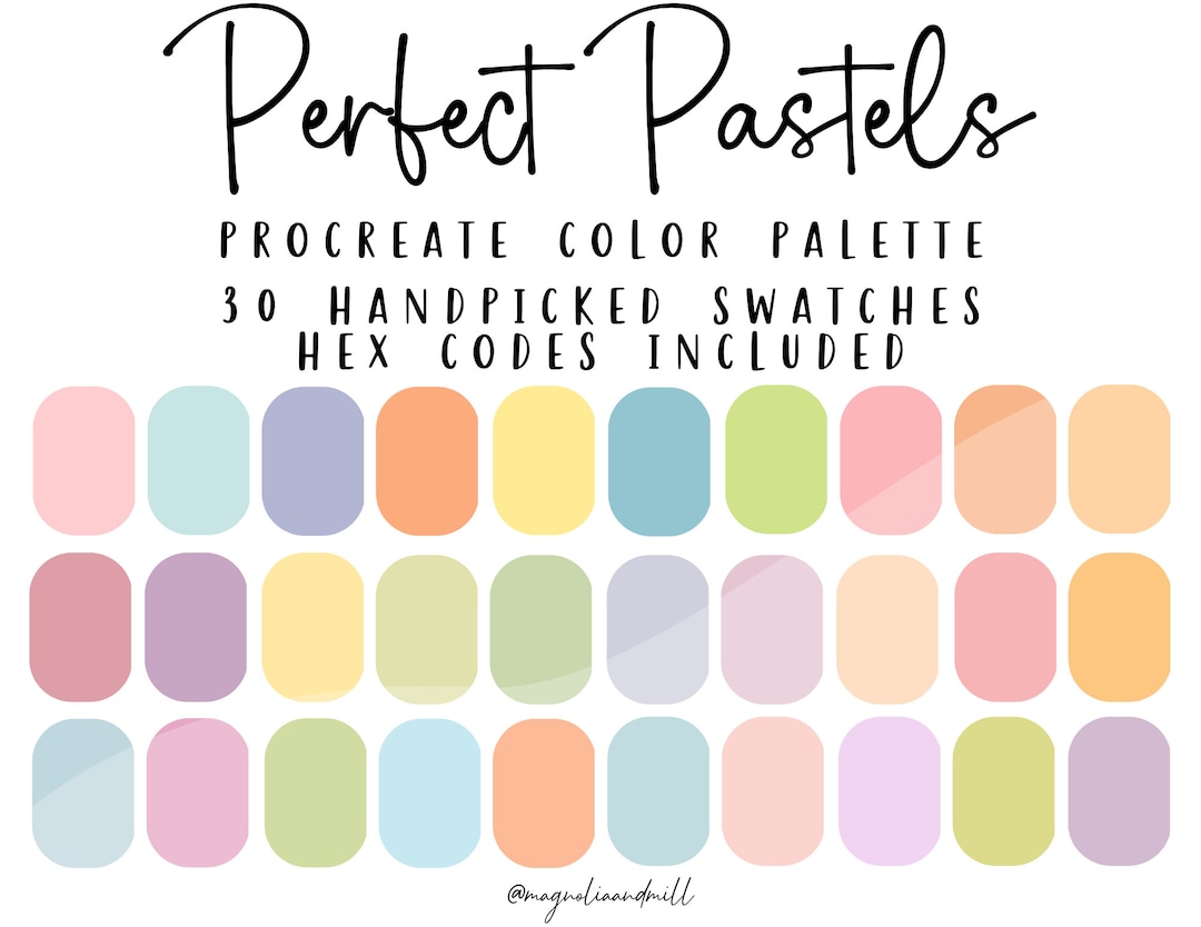 Perfect Pastels Procreate Color Palette Digital Color Palette Branding Colors Canva Pastel