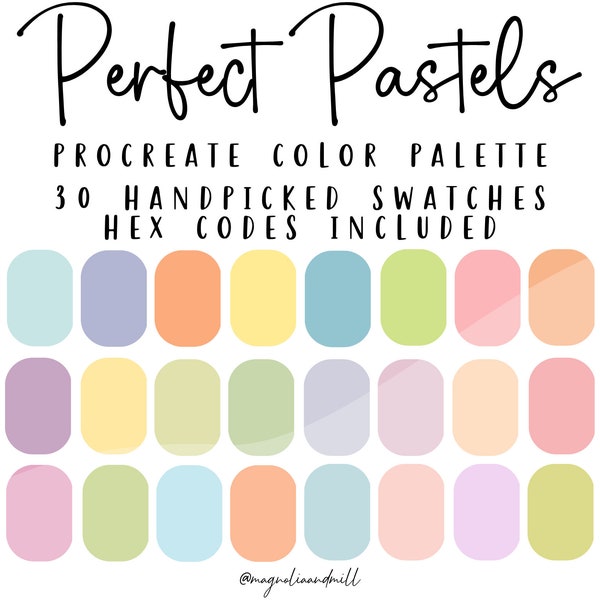 Perfect Pastels Procreate Color Palette | Digital Color Palette | Branding Colors | Canva | Pastel Colors | Digital Art Tools | HEX Codes