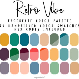 Retro Vibe Procreate Color Palette | HEX Codes Included | 30 Handpicked Swatches
