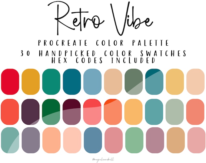 Art Deco Color Palette for PROCREATE and HEX Code Sheet - 30 Colors ...