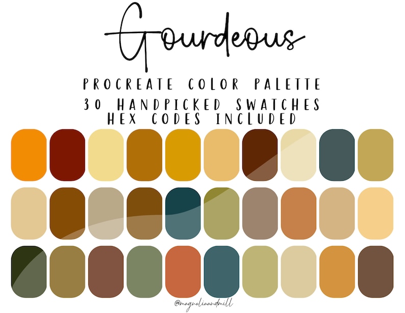 Gourdeous Procreate Color Palette 30 Color Swatches Fall - Etsy
