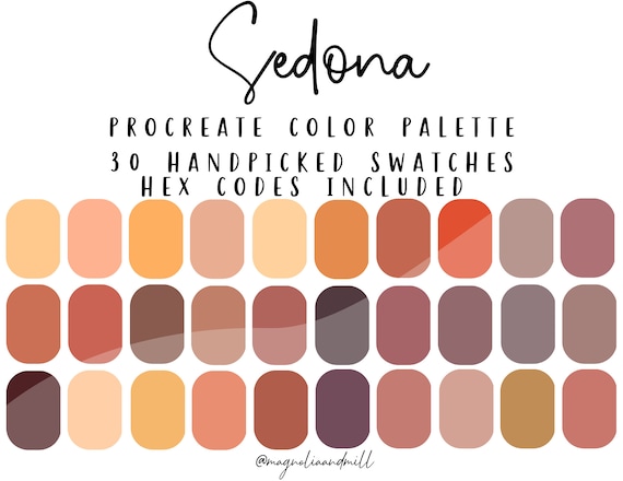 Sedona Procreate Color Palette HEX CODES INCLUDED Desert Color Palette  Canva Photoshop Earthy Palette Neutral Color Palette - Etsy