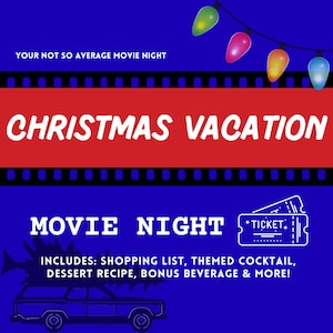 Christmas Movie Night, Christmas Vacation , Movie Menu, Dinner and a Movie, Themed Party, Printable Cards, Party Idea, Digital Download