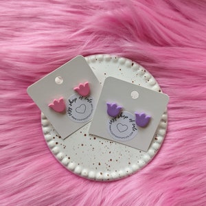 polymer clay pink tulip flower stud earring