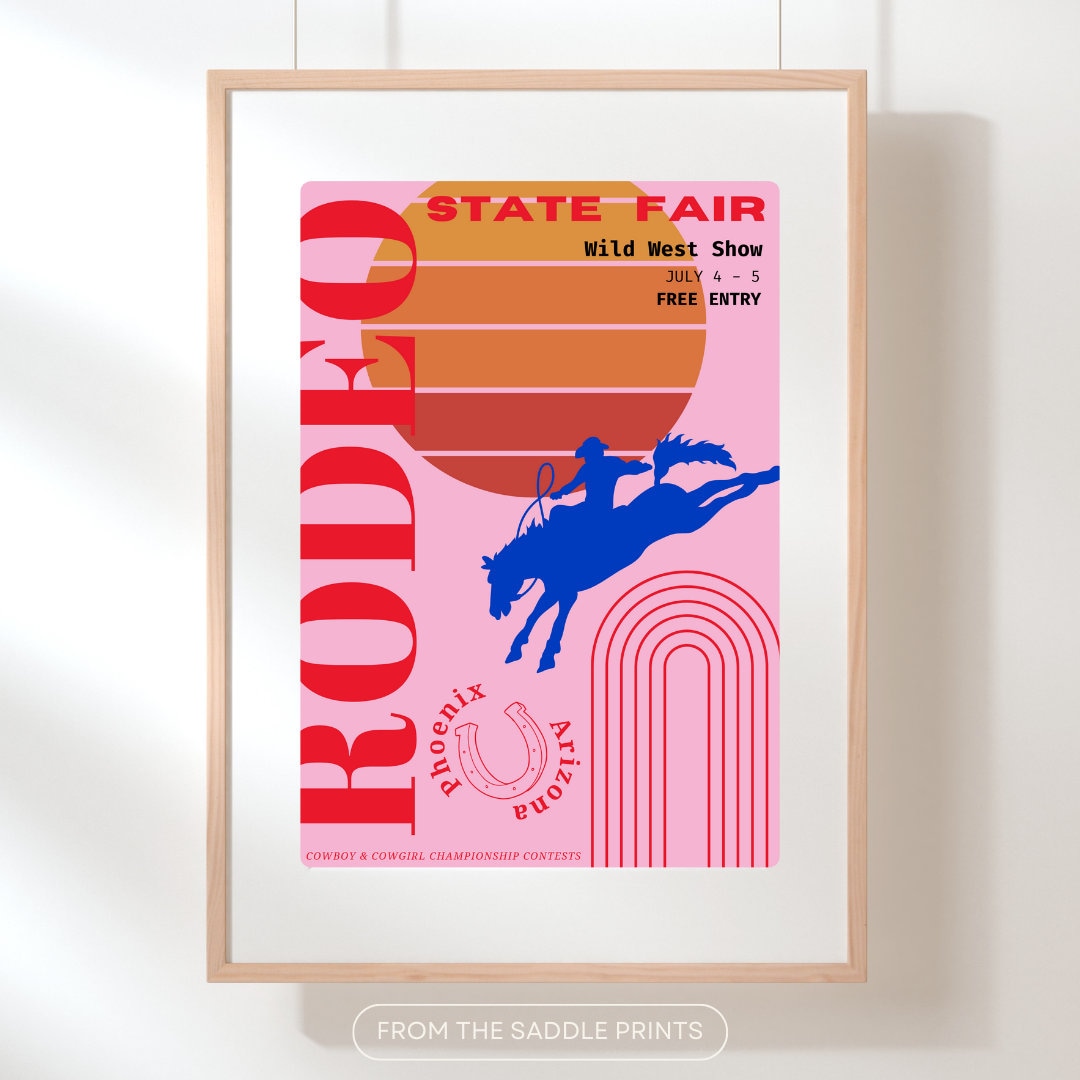 Cute Rodeo Print Rodeo Print Wild West Print Western Decor Horse Illustration Cowboy ...