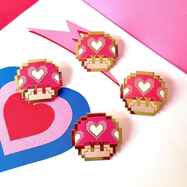 Loveshroom - enamel pin | Super Mario Mushroom | power up | Mario Kart | Nintendo | Princess Peach mushroom