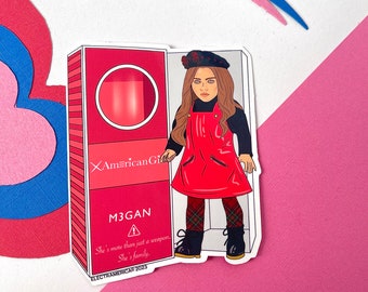 Am3rican Girl - M3GAN - vinylsticker | waterdichte sticker | laptopsticker | sticker waterfles | Blumhouse | verschrikking | M3GAN-pop