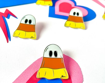 Candy Corn Ghost - emaille pin | snoepgraan | Halloween-speld | griezelige speld | spookspelden