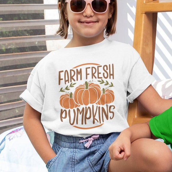 Pumpkin Kids Heavy Cotton Tee Gildan 5000B, Preshrunk Cotton, Specially Spun Fibers, Rib Knit Collar and Knitted in One Piece No Itchy Seams
