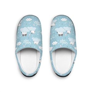 Kawaii Cat Women&#39;s Indoor Flannel Fleece Slippers with Rubber Sole, Gifts for Her, Indoor House Shoes, Cozy Home Footwear, Comfy Slip-Ons