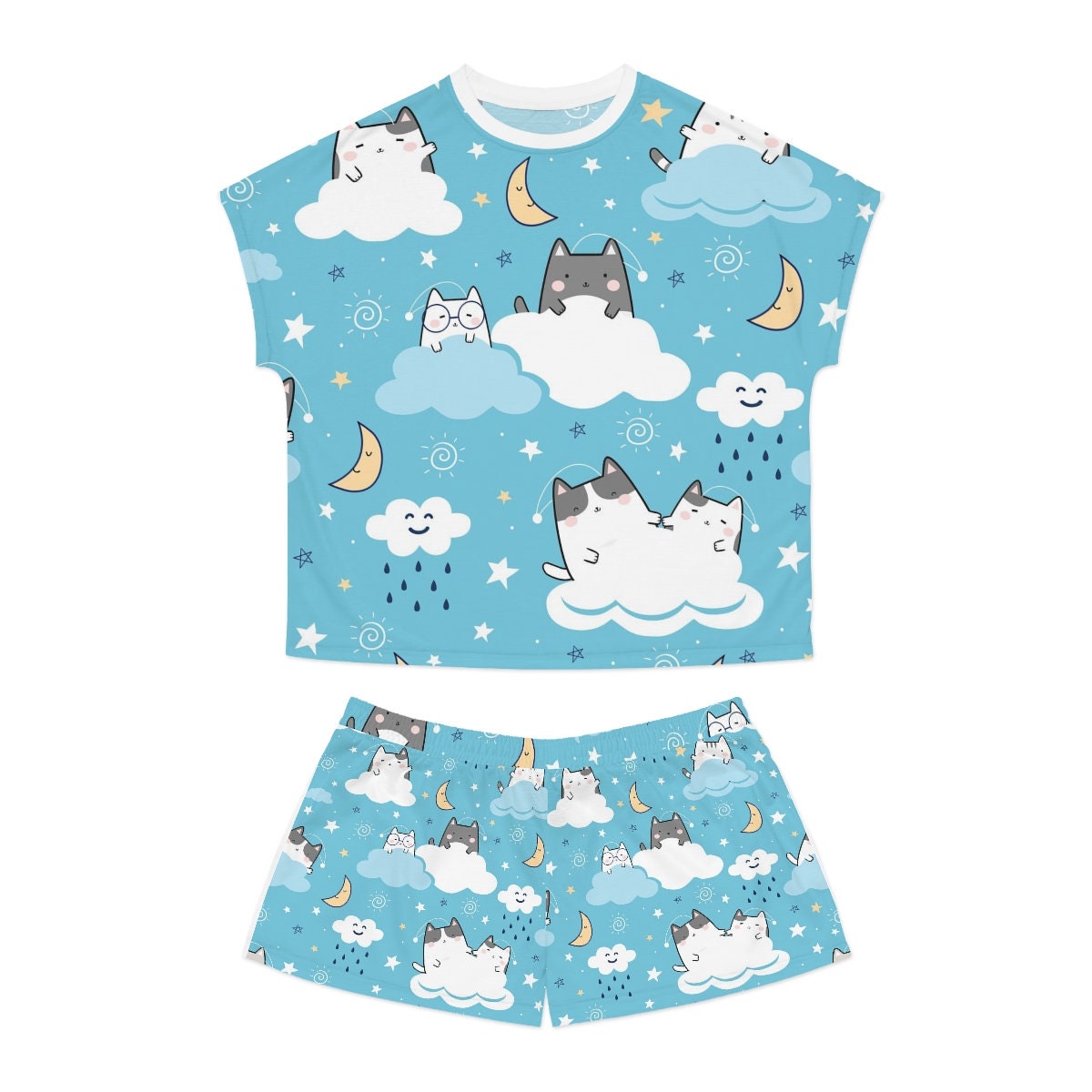 Kawaii Cat Pajamas Set, Women Sleepwear