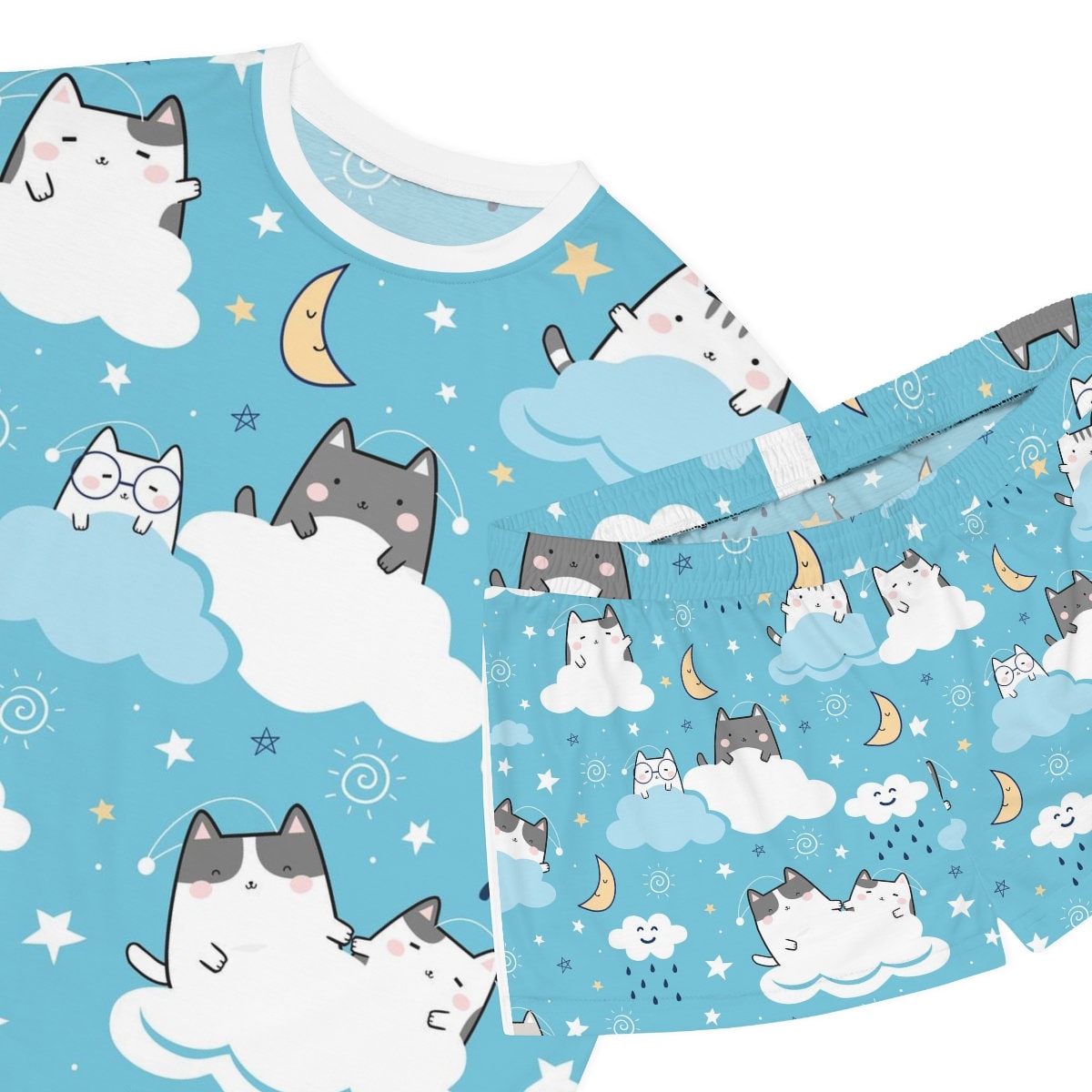 Kawaii Cat Pajamas Set, Women Sleepwear