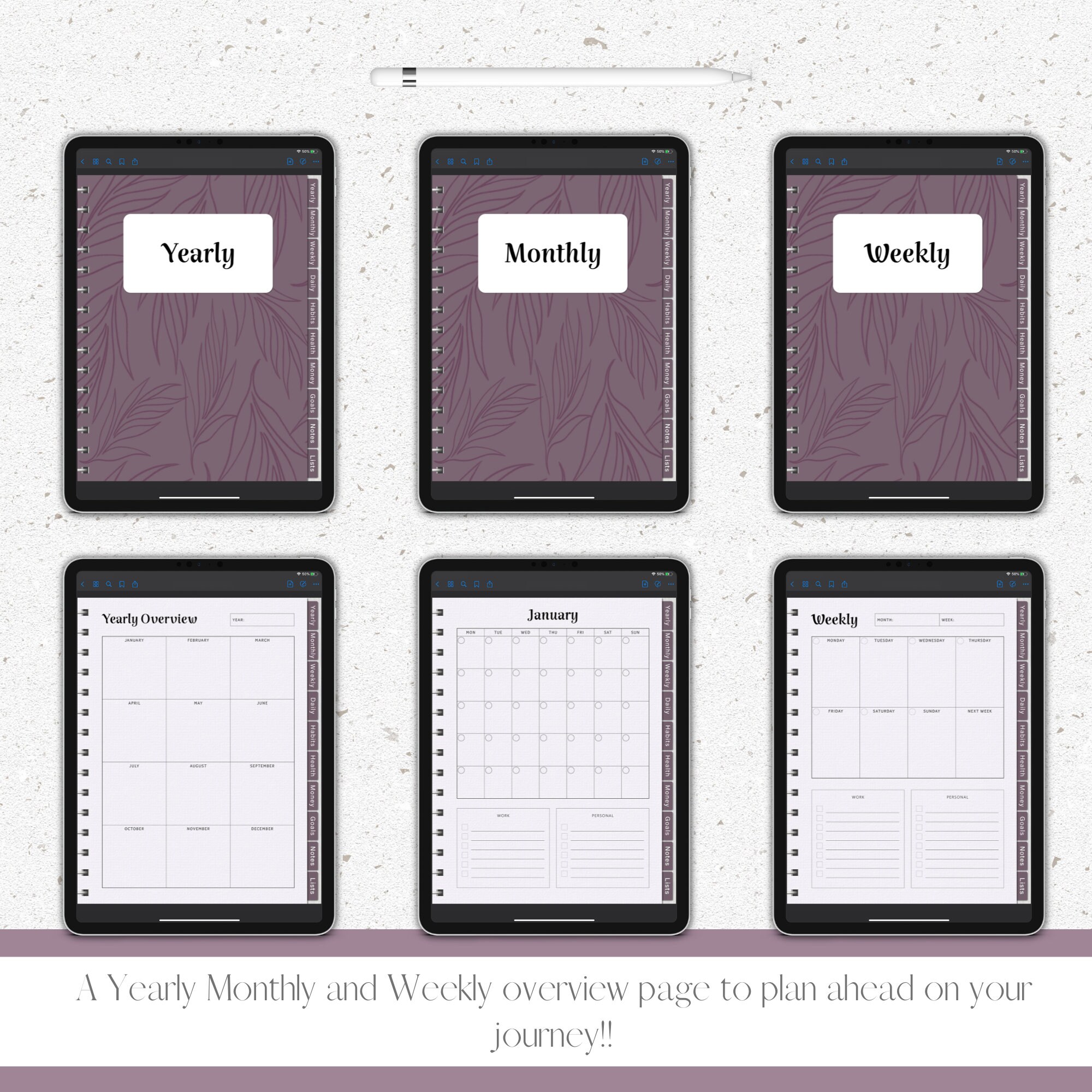 Digital Planner Bundle Undated Planner Digital Notebook Etsy