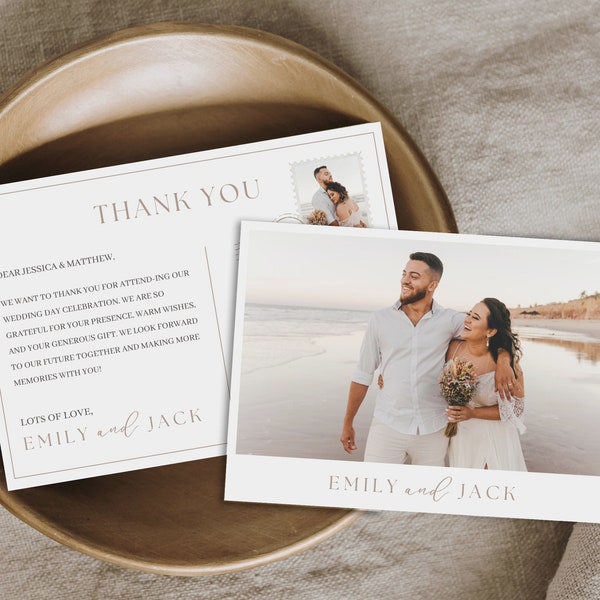 Printable Wedding Thank You Postcard, Thank You Card, Digital Postcard Template, Printable Thank You Postcard Template, Editable Postcard