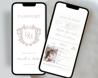 Save The Date Passport Invitation, Save The Date, Save The Date Invitation, Personalised Save The Date Invite, Electronic Save The Date