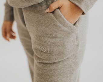 821 Gray Unisex fleece sweatpants Set