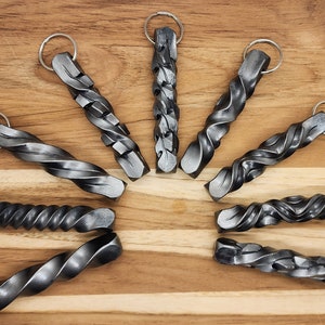 Hand Forged Steel Twist Keychain Fob