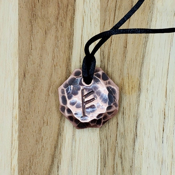 Hammered Texture Copper Ogham Pendant (Your Choice of Sigil)