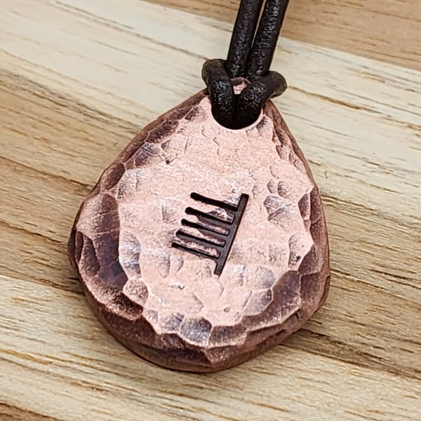 Copper Teardrop Rune/Ogham Pendant