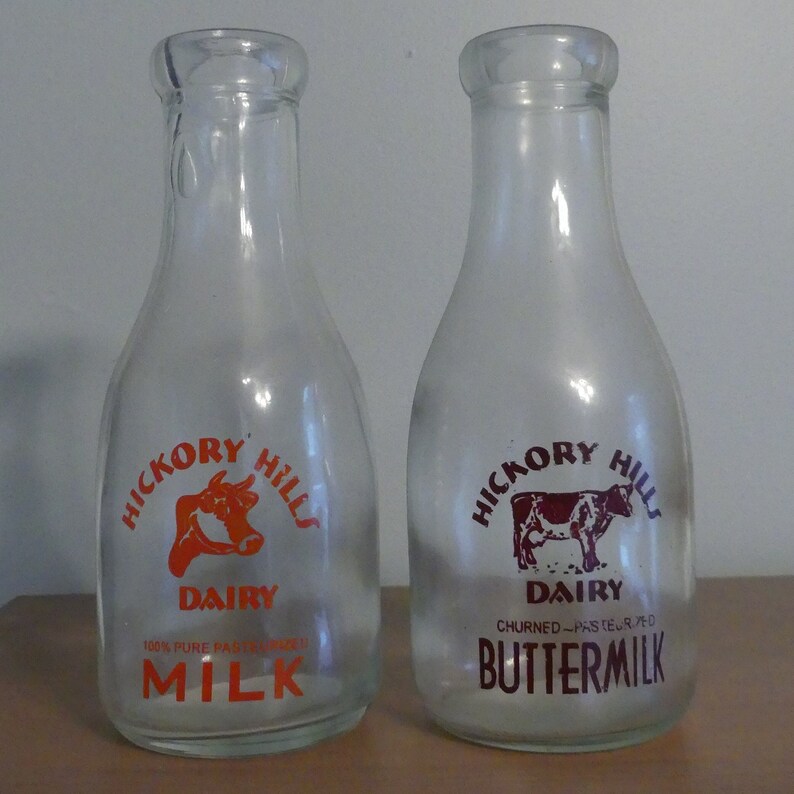 Vintage Hickory Hills Dairy Milk & Buttermilk Bottles Etsy