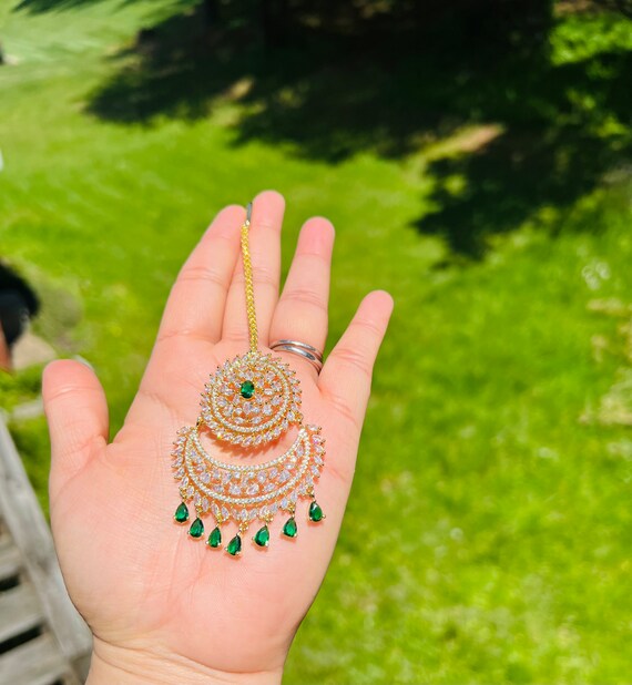 Buy Big Maang Tikka AD Style american Diamond Jewelry Bollywood