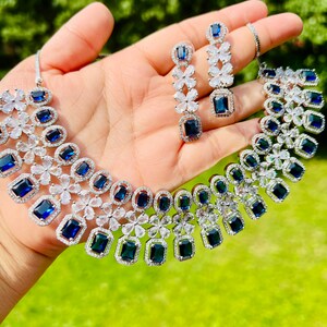 American diamond bridal necklace set Unique design