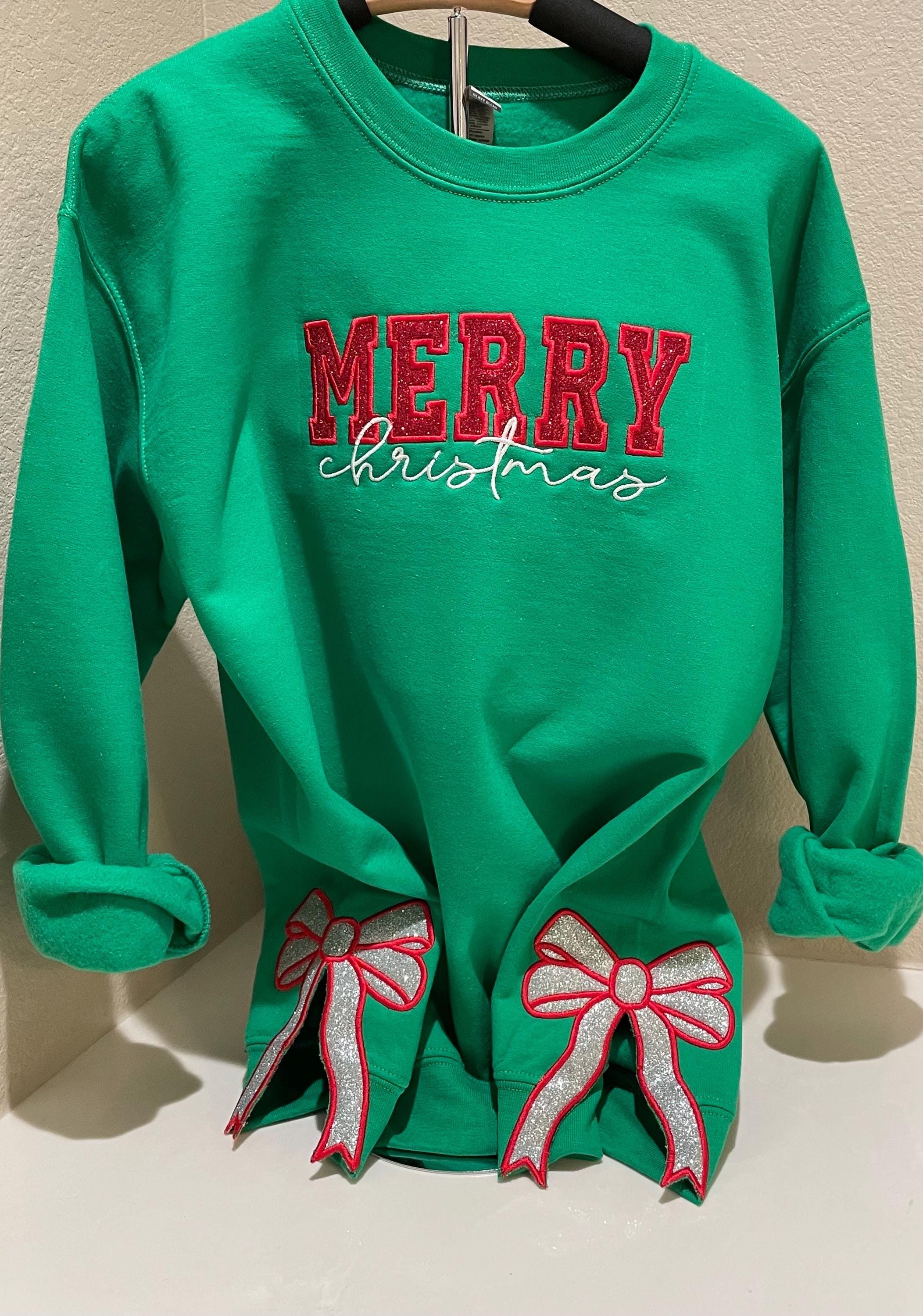 Christmas Bow Sequin Loose Casual Long Sleeve Sweatshirt