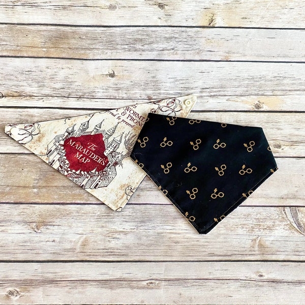 Reversible Harry Potter Dog Bandanas/ Marauder's Map