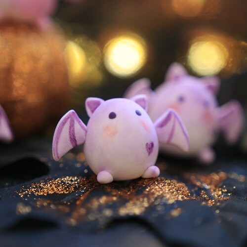 Kawaii Bat Spooky Purple Cute Mini Figurine Halloween Charm Etsy