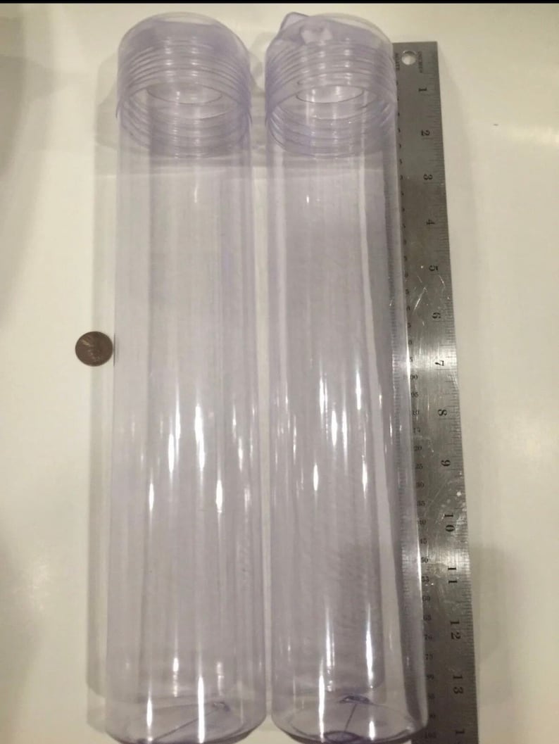 6 Pcs Clear Plastic Tubes W/hang Caps XL Etsy