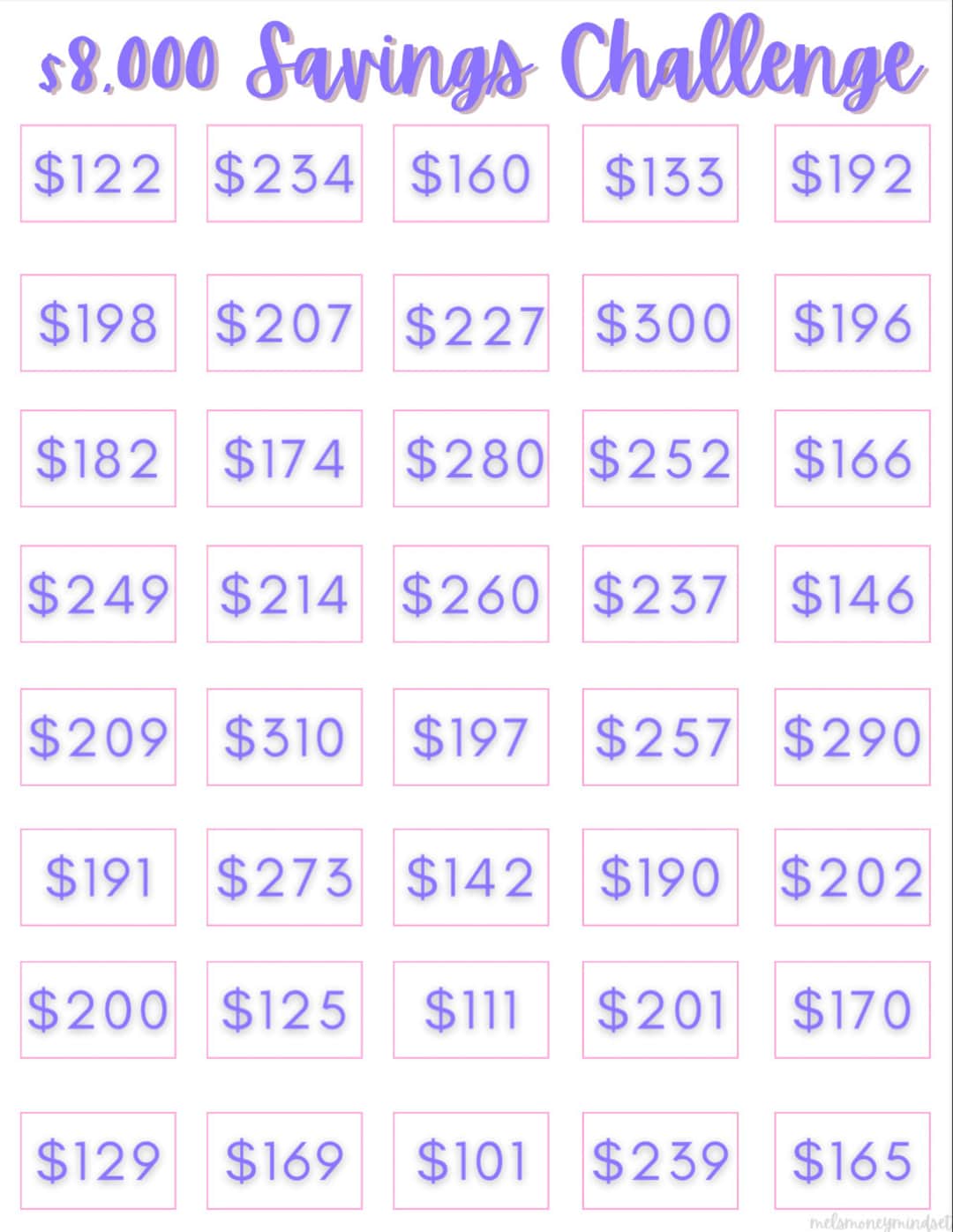 saving challenge☆大理石100day 8k Savings Challenge - Etsy