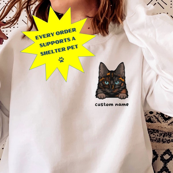 TORTIE CAT SWEATSHIRT, Tortie Cat Shirt, Tortie Cat Tshirt, Tortie Cat Gift, Tortoiseshell Cat sweatshirt, Cat Lover Gift, Custom Cat Gift