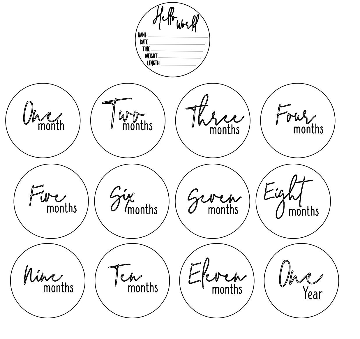 Hello World SVG | Baby Milestone Rounds | Birth Announcement SVG ...
