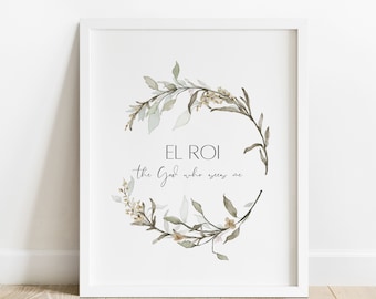 El Roi, The God Who Sees Me Print, El Roi druckbare Wandkunst, Genesis 16:13, Namen Gottes, Bibelvers Wandkunst, christliche Wandkunst, El Roi