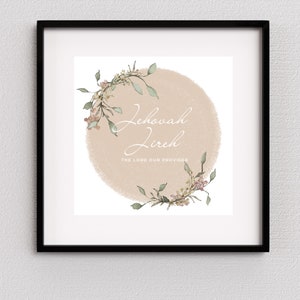 Jehovah Jireh print, Christian wall art, names of God print